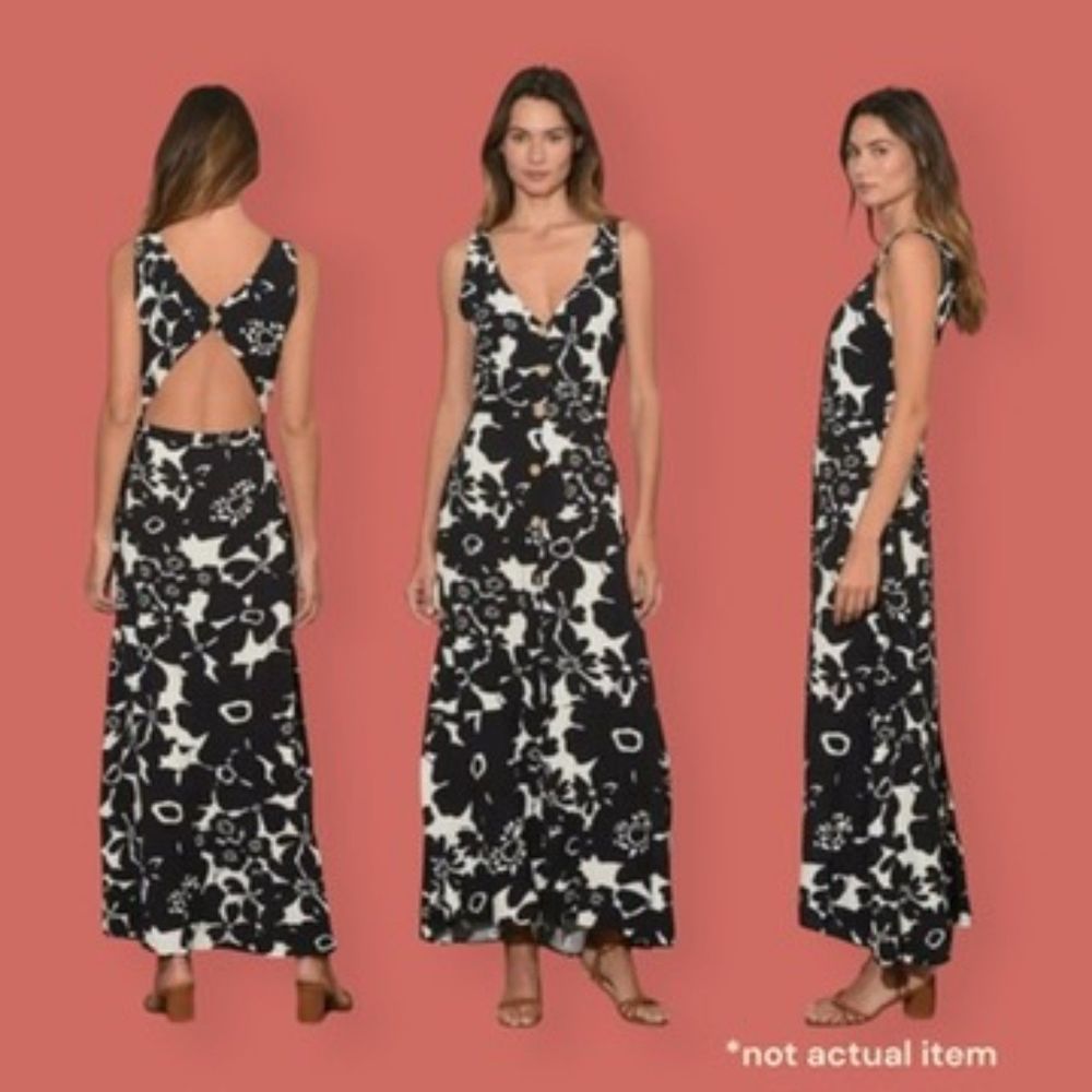Black & White Floral Maxi Dressy Skirt